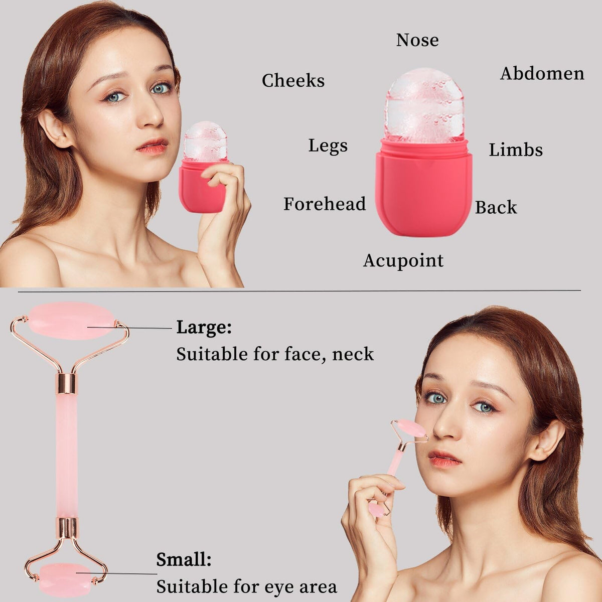Facial Ice Roller Mold Set - Reusable Silicone Face & Oval Massager