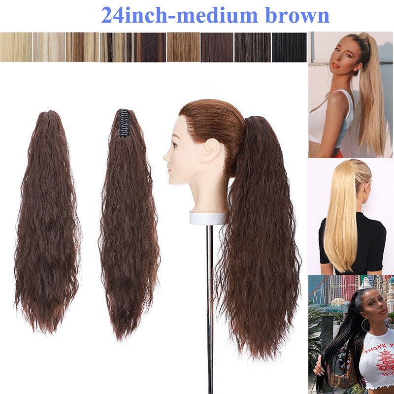 Extra Thick 12-Inch Clip-In Ponytail Hair Extension - Natural & Wavy