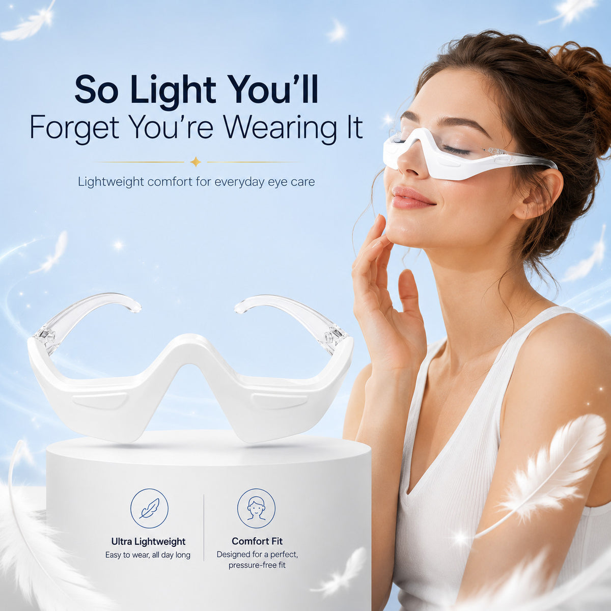 Red Light Therapy Eye Massager Device for Puffiness Bags Relaxation