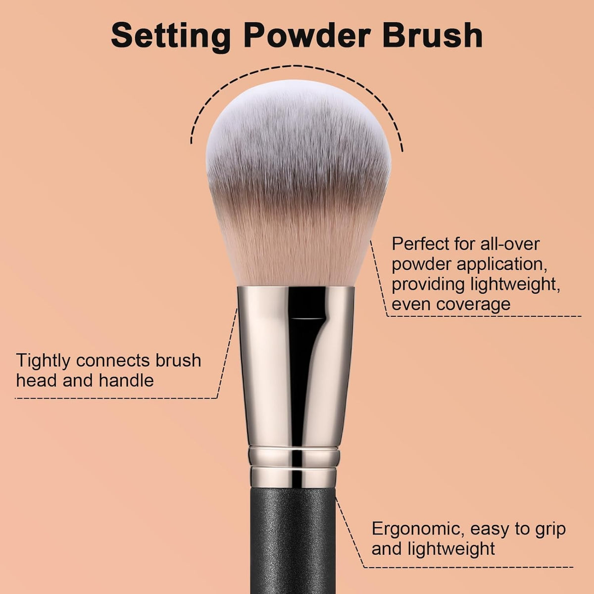 Setting Powder Brush - Ultra Plush Synthetic Bristles, Black Handle
