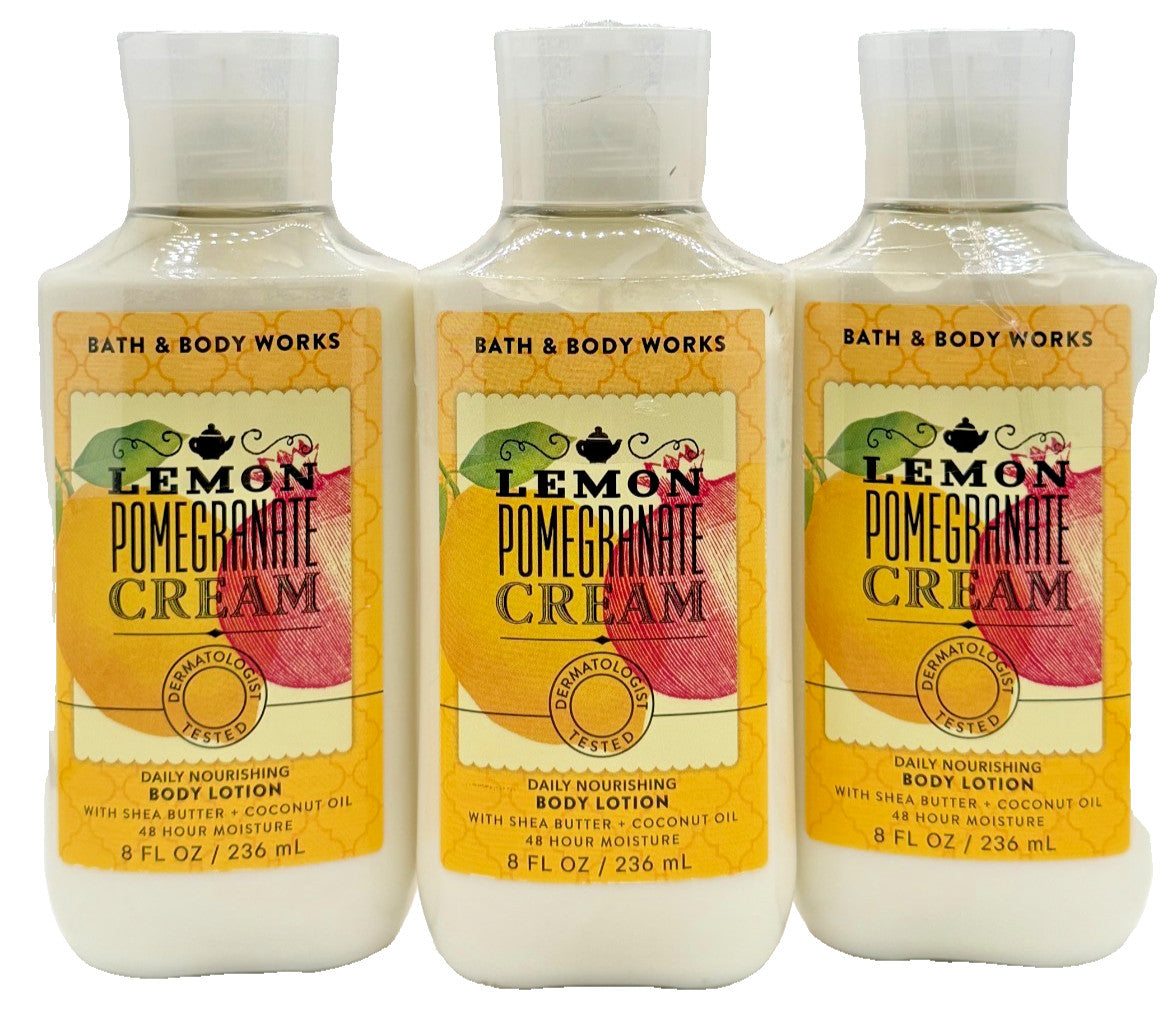 NEW Bath & Body Works Lot of 3 Bottles Lemon Pomegranate Cream Lotion