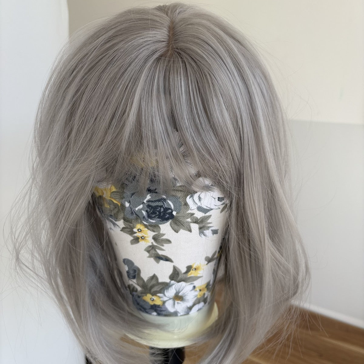 Grey Cosplay Wig with Bangs - Straight Heat-Resistant Synthetic Hair for Women