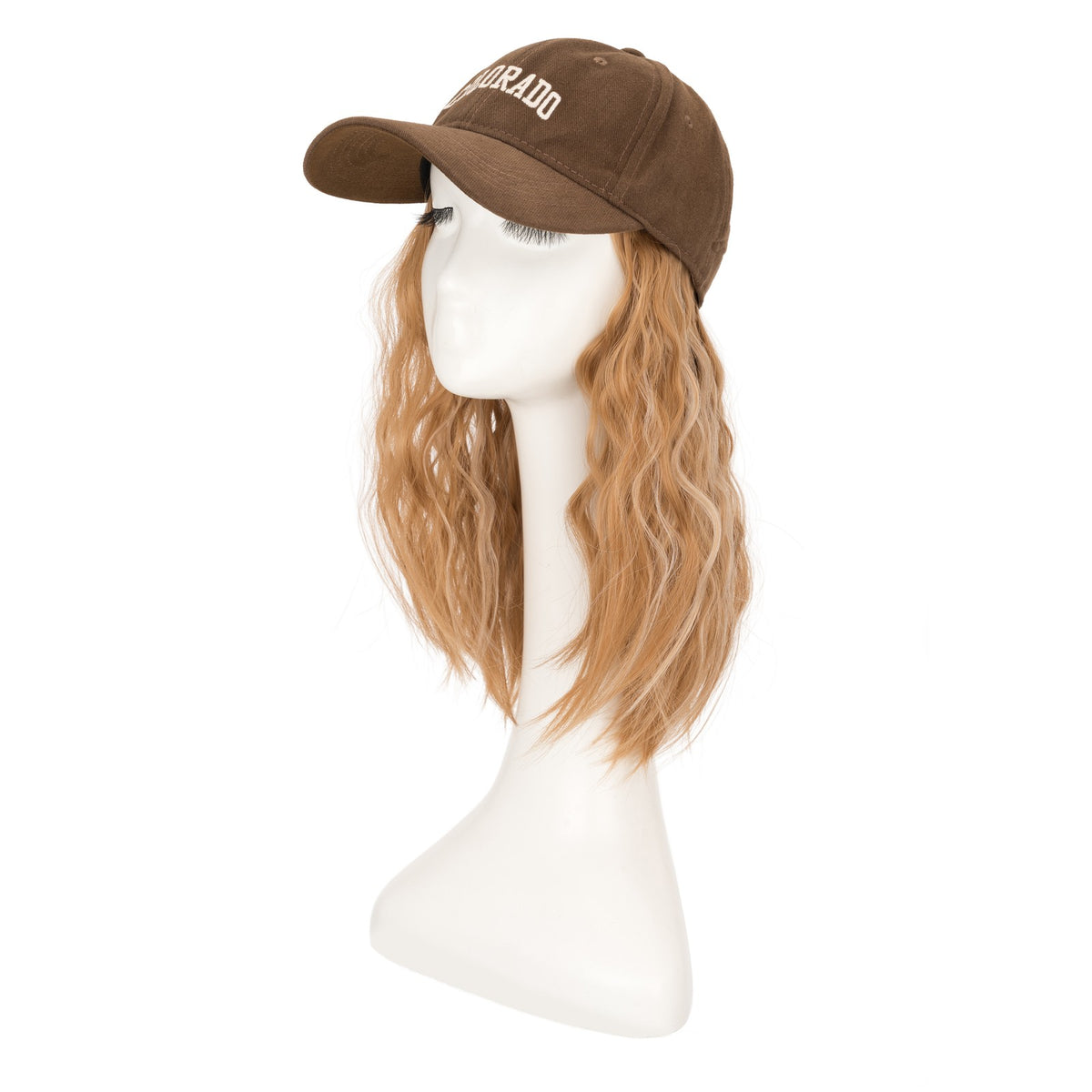 8-Inch Curly Baseball Cap with Synthetic Ponytail Hair Extensions - Natural Look