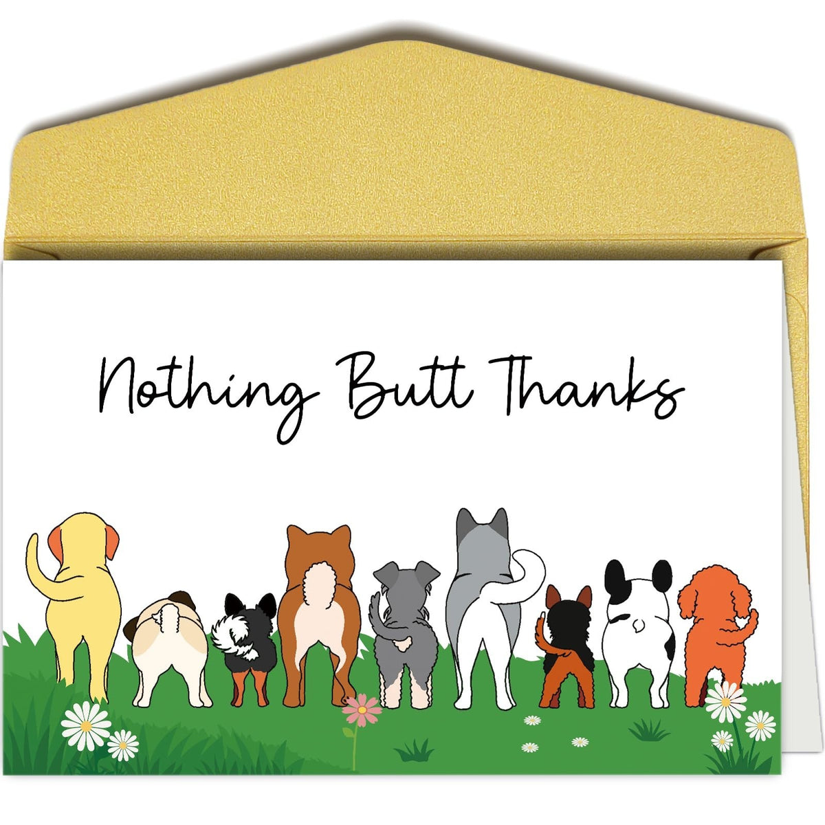 Funny Dog Thank You Card for Dog Owners - Cute Appreciation Card with Doggy Butt Humor