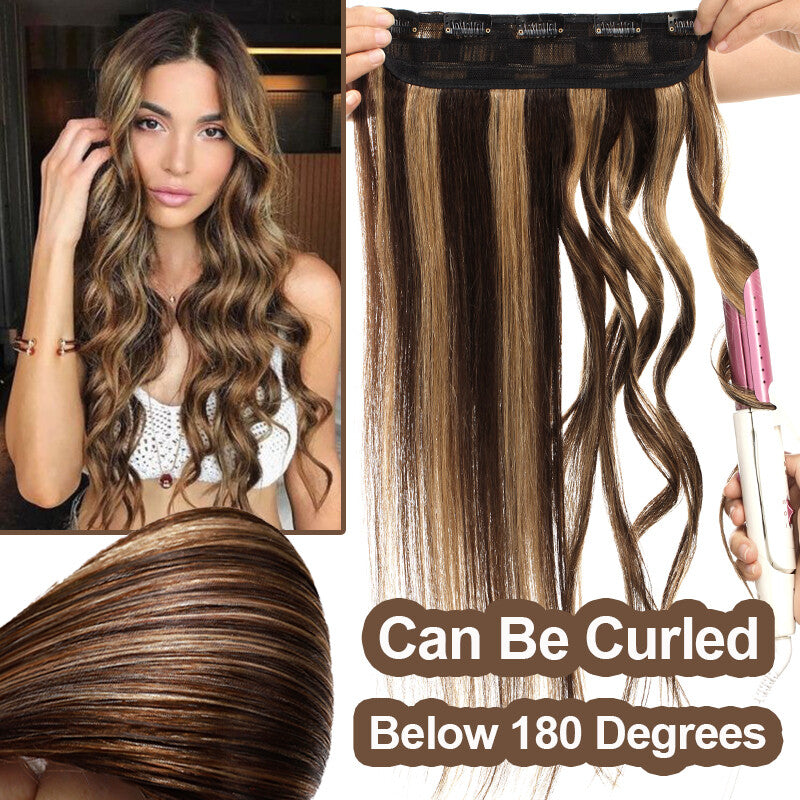 Clip-In Hair Extensions 3/4 Head Long Wavy Real Remy Human Hair 20-24 Inch