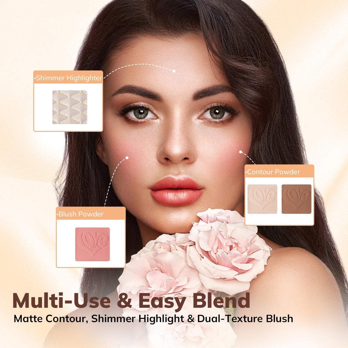 All-in-One Makeup Kit for Beginners - 24 Eyeshadows, Blush, Concealer, Highlighter