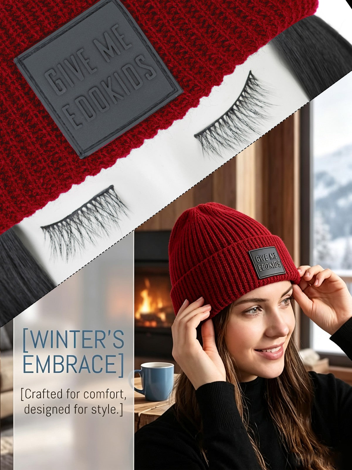 Winter Beanie Hat with Attached Hair Water Wave Style - Multiple Colors