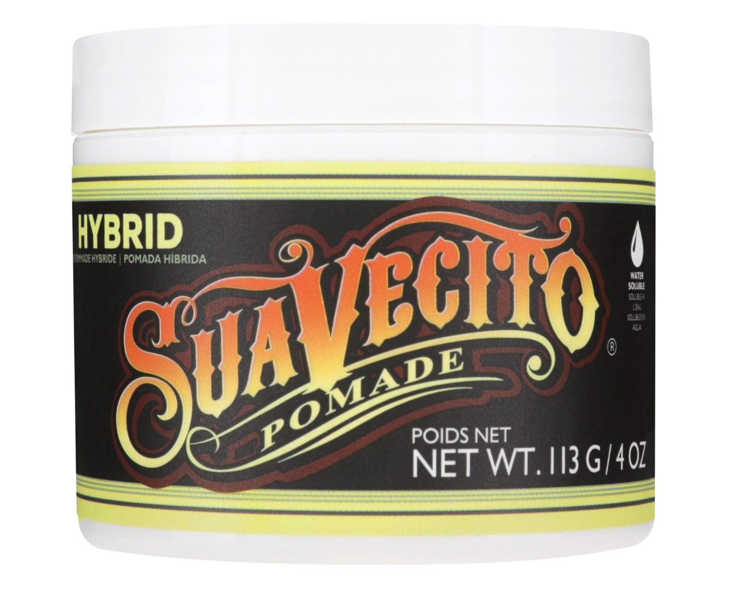 Suavecito Hybrid Pomade 4 oz. Water & Oil Based Styling Gel for All Hair Types
