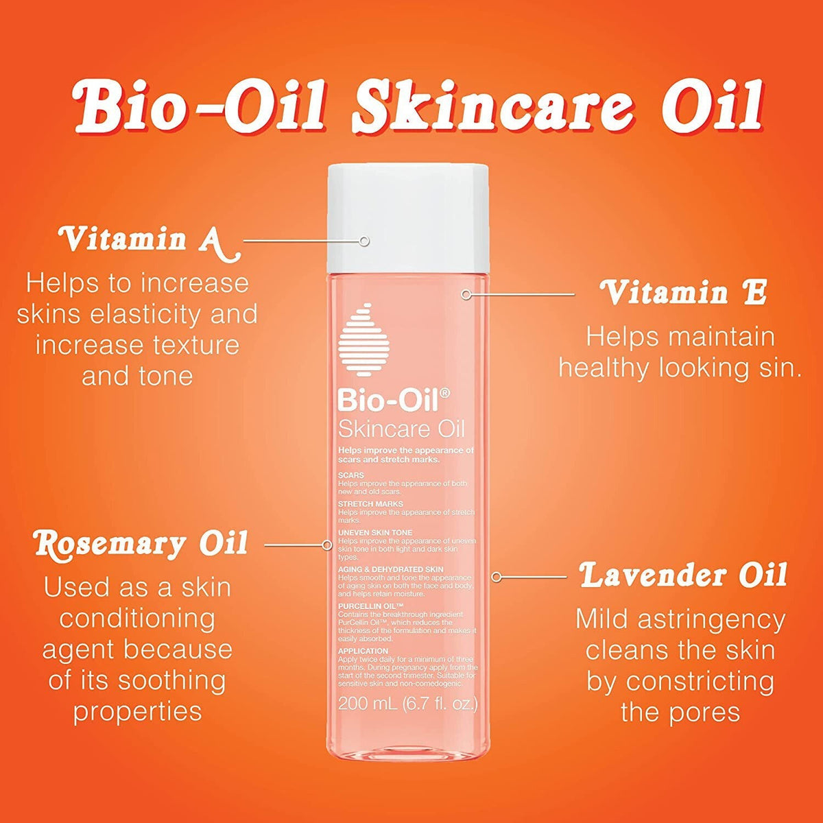Bio-Oil Skincare Oil 6.7 oz Vitamin A E Scar Stretch Mark Dry Skin