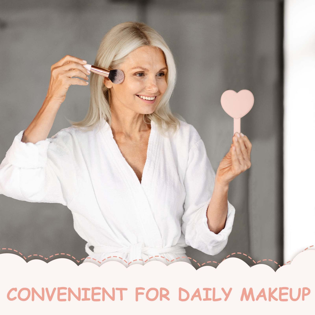 Heart Shape Travel Makeup Mirror - 7 Inch White Handheld Compact