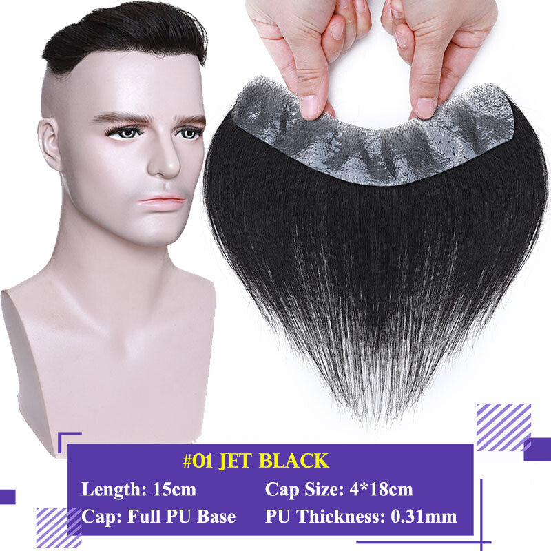 Human Hair Toupee for Men Receding Hairline - Skin PU Base & Natural Look
