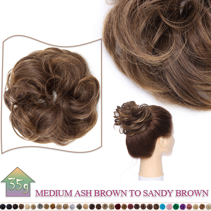 Curly Messy Bun Hair Extension Scrunchie Natural Updo Thick Human Hair