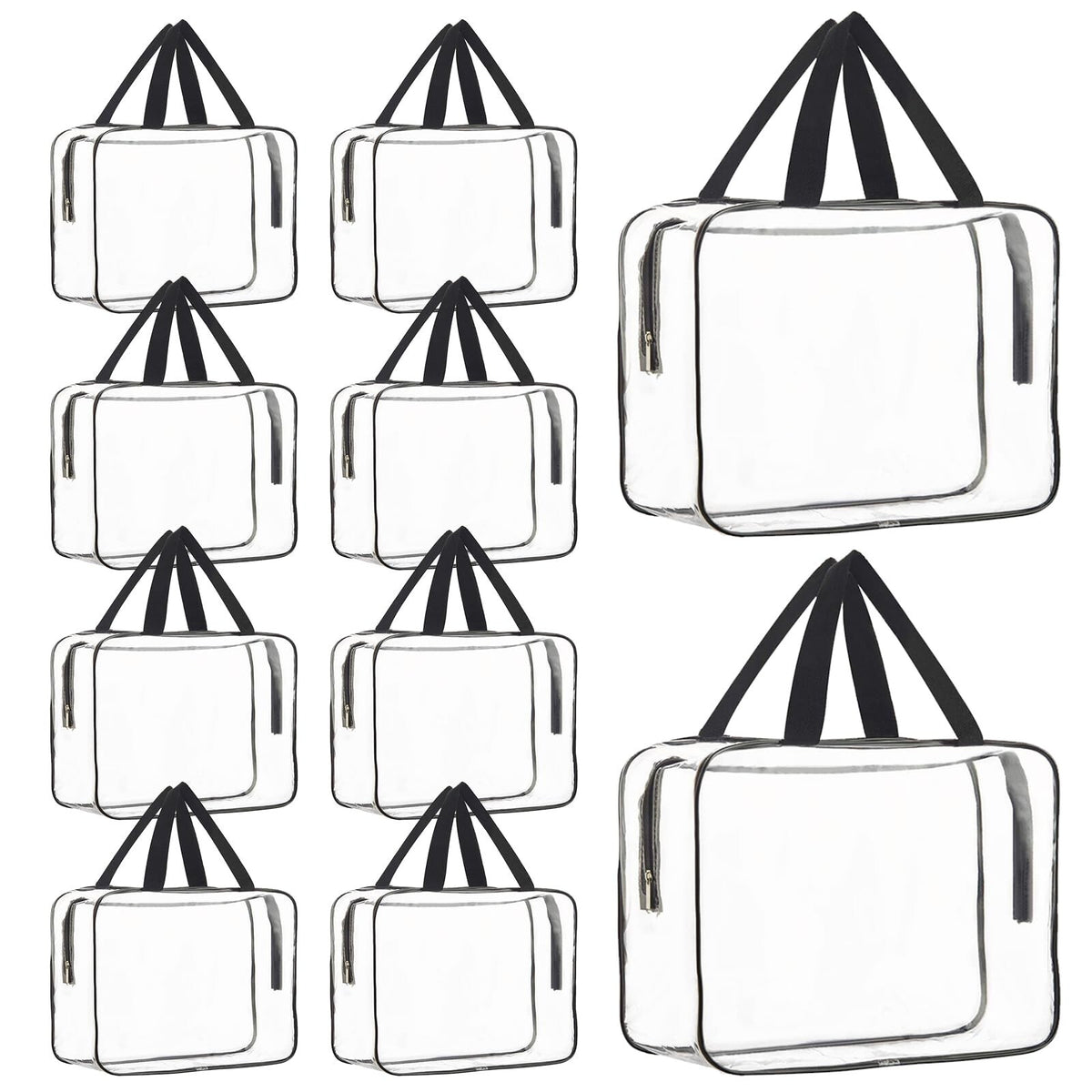 Large Clear Cosmetic Bags Set with Handles - Waterproof PVC Toiletry Organizer