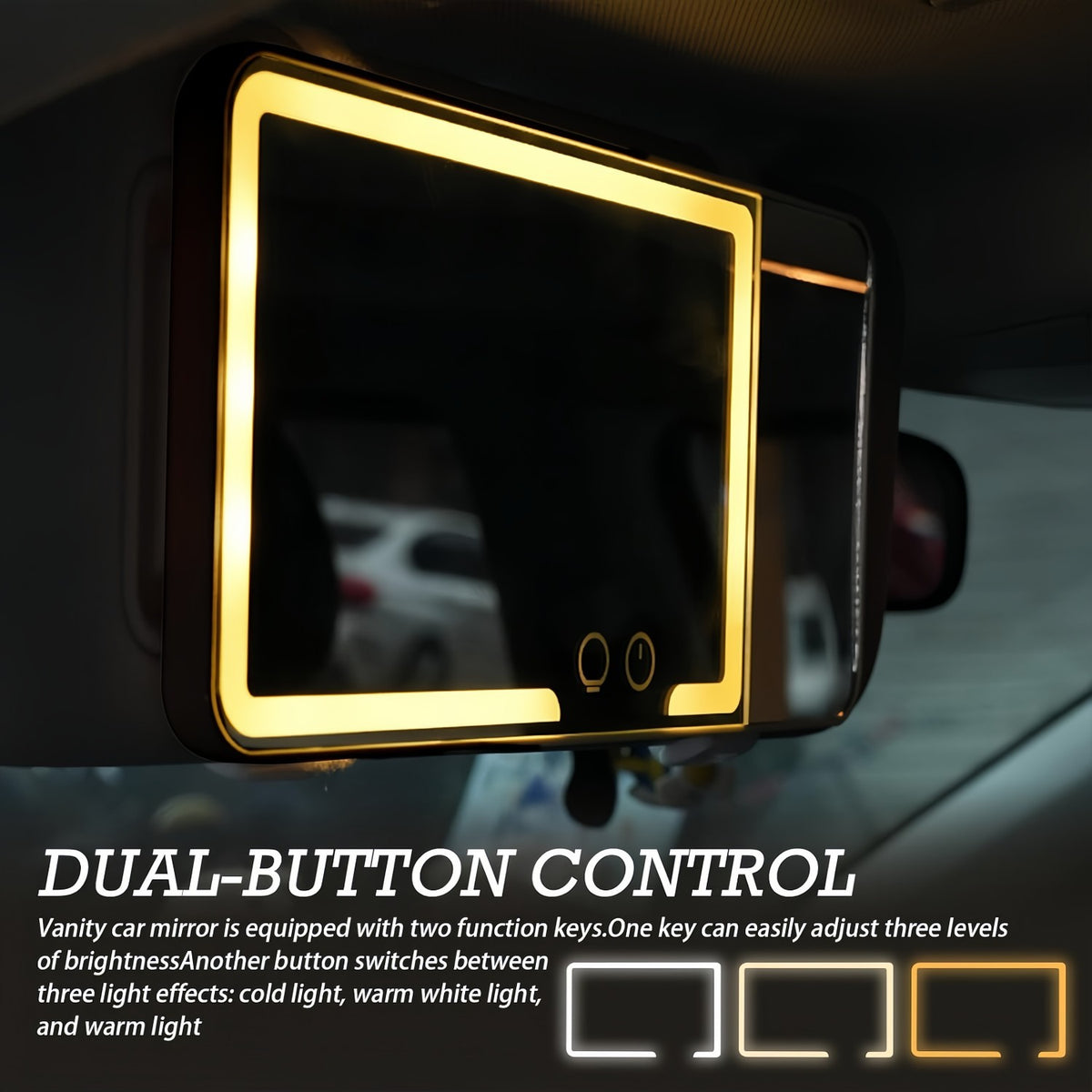Car Sun Visor Makeup Mirror with LED Lights 3X Magnification & 3 Light Modes