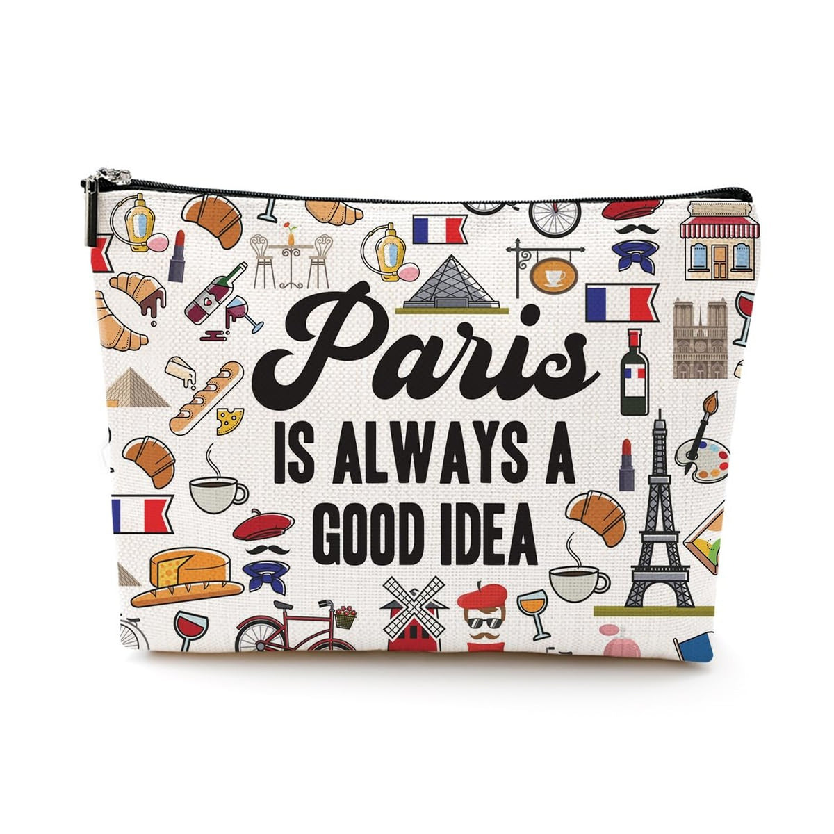 Paris Skyline Cosmetic Bag Travel Makeup Organizer Gift for Women & Girls