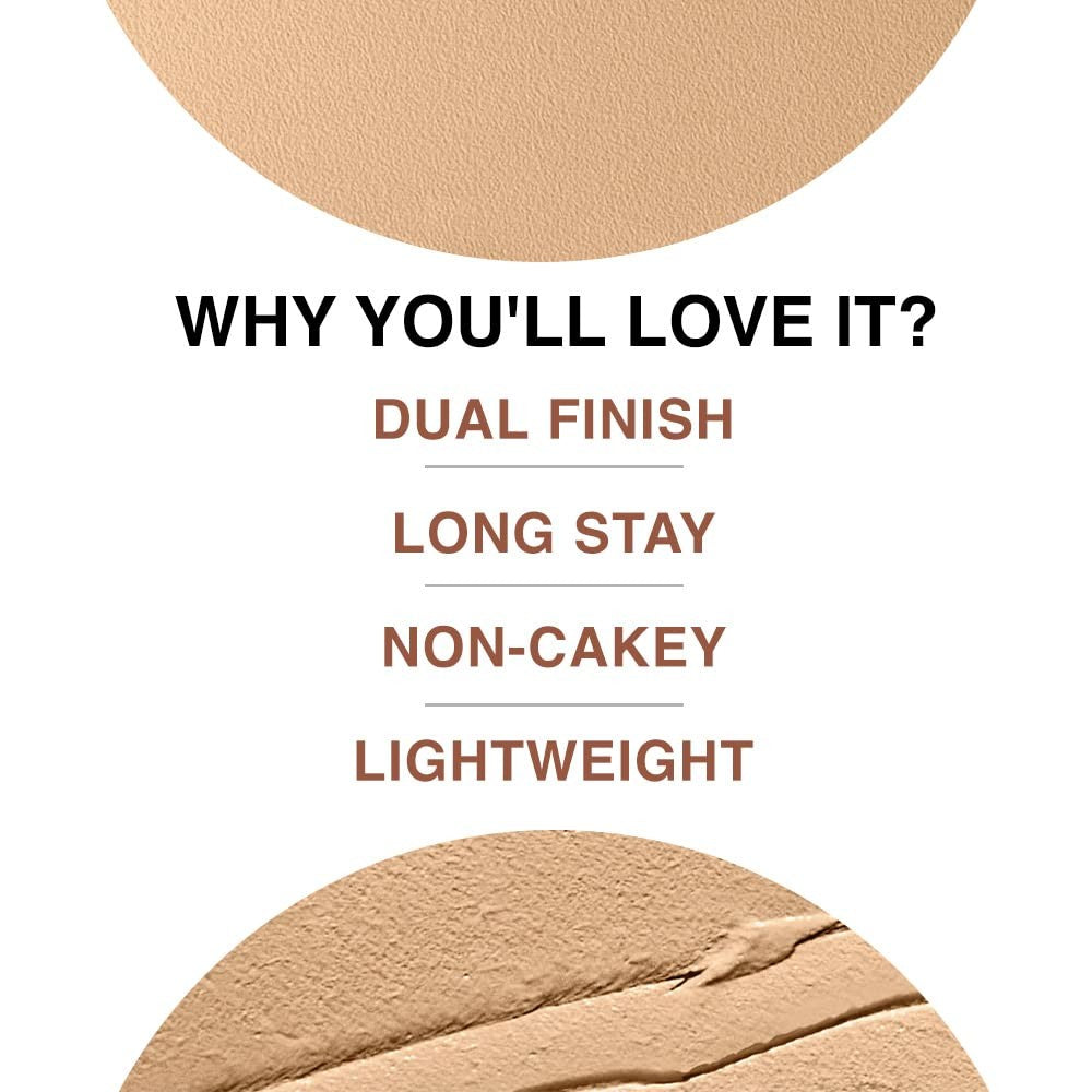 Lakme Unreal Dual Cover Pressed Powder 24 Beige - Lightweight Long-Lasting Makeup