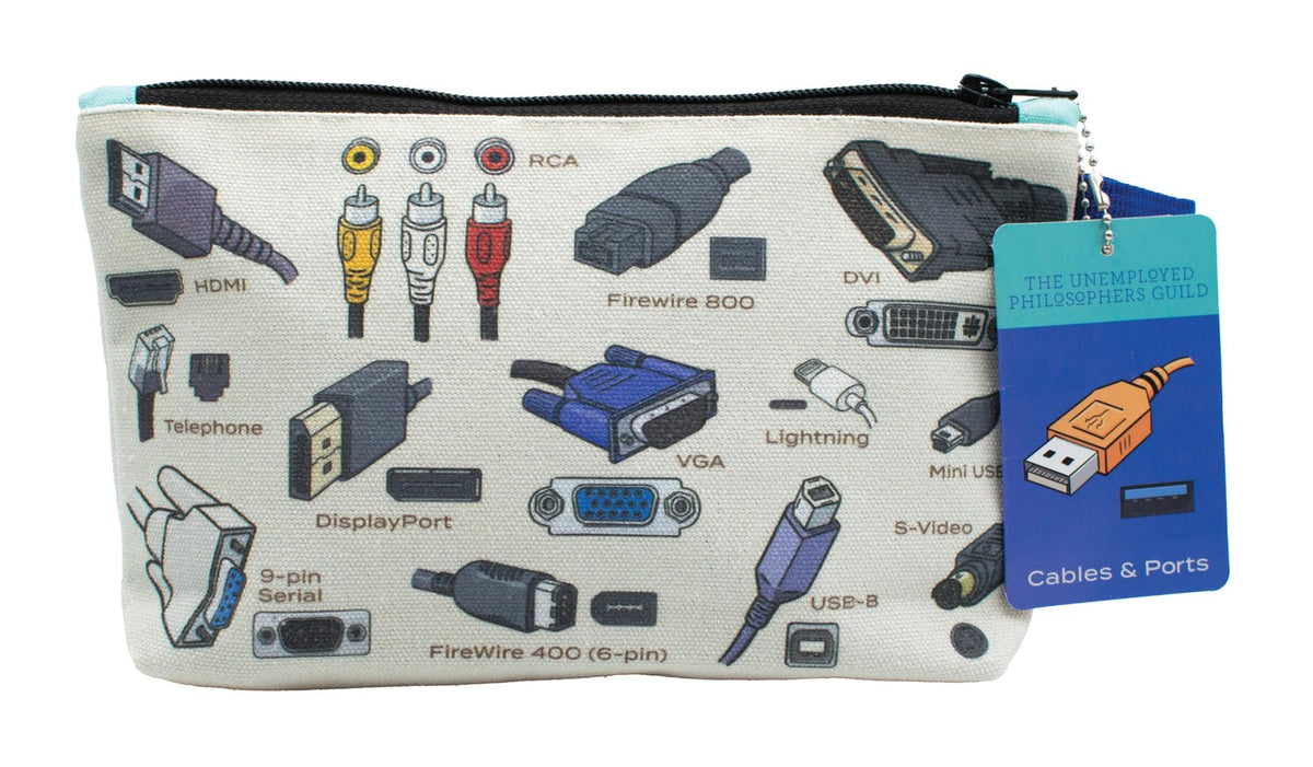 Cable Management Pouch - 9 Inch Canvas Zipper Bag for Electronics Accessories
