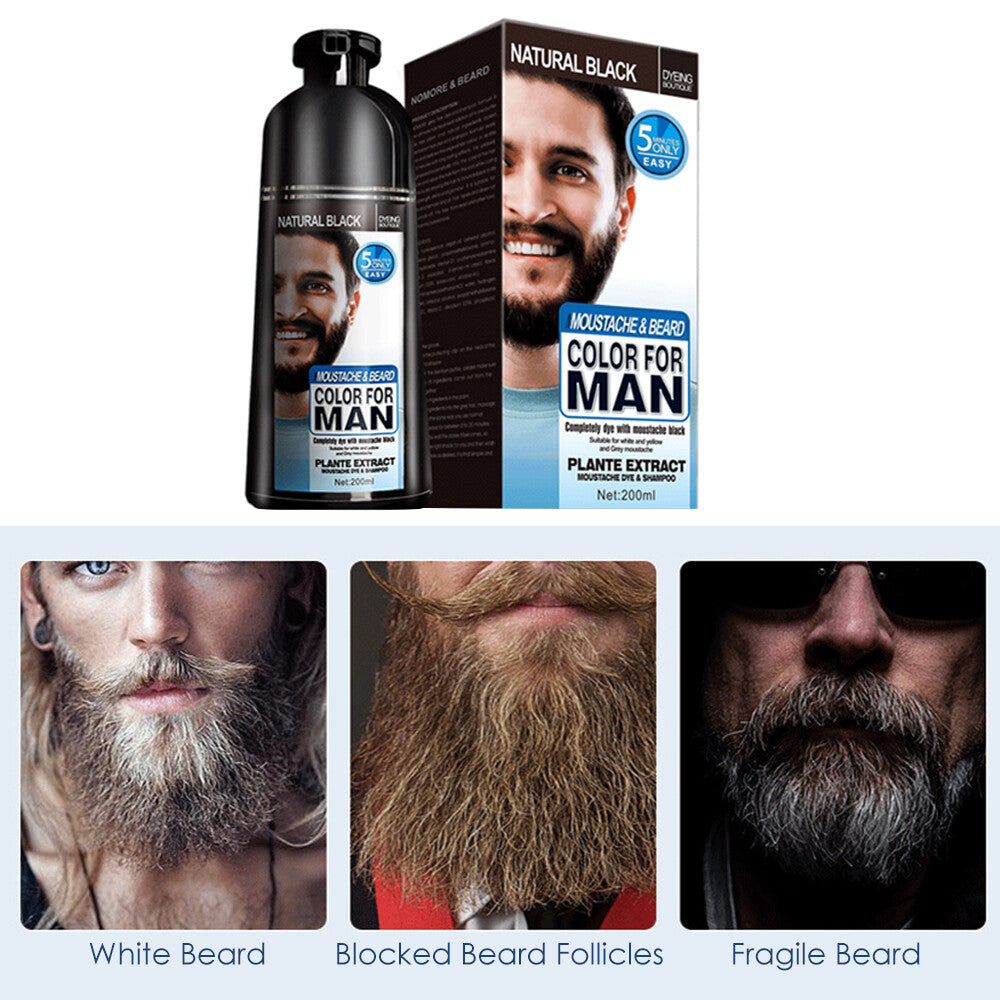 Permanent Beard Dye Shampoo - Black, 200ml