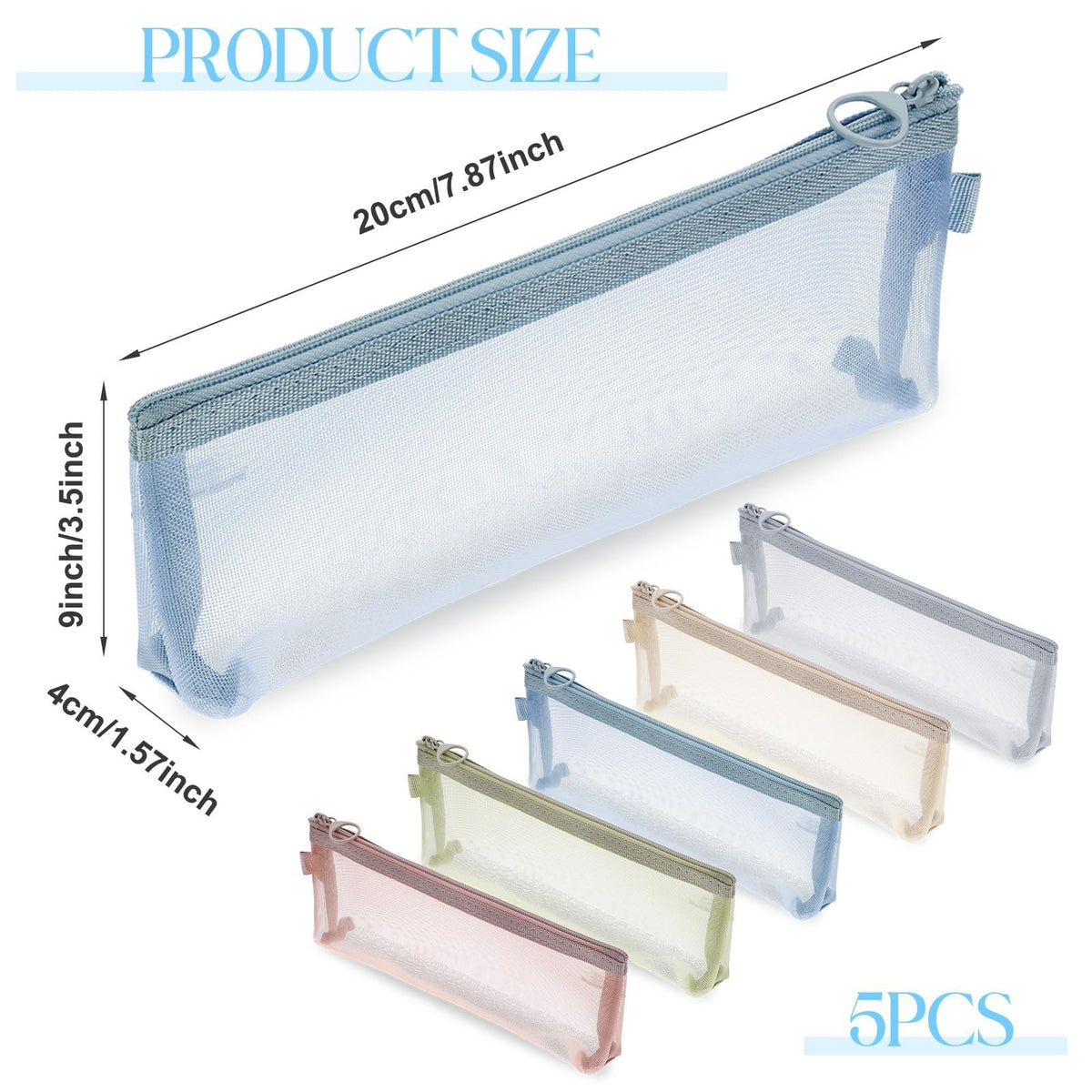 Mini Mesh Makeup Bags Set - 5 Portable Travel Cosmetic Pouches