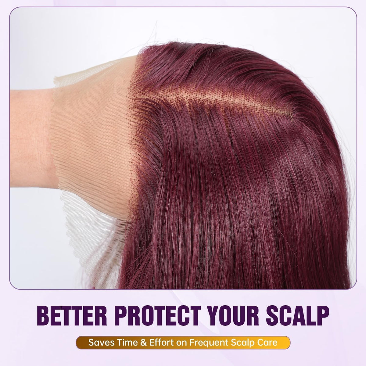 Burgundy 24 Inch Body Wave HD Lace Front Wig with Baby Hair - Glueless, 200% Density