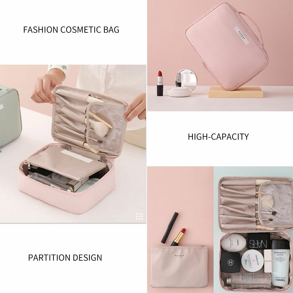 Waterproof Makeup Bag with Handle for Travel and Storage – Cosmetic Organizer