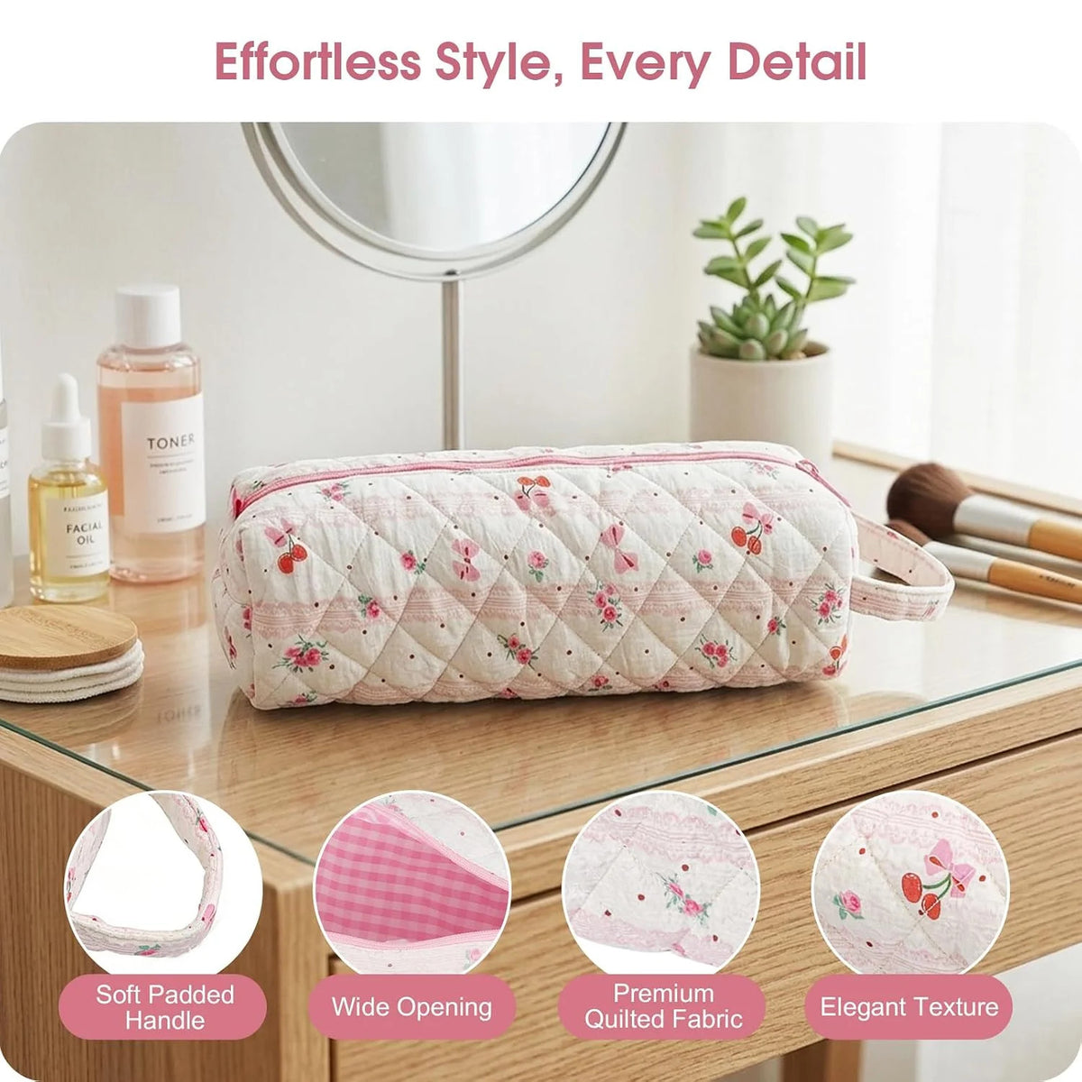 Cherry Pattern Hair Tools Organizer Bag for Travel & Styling Accessories
