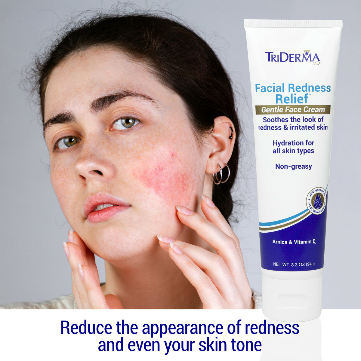 Facial Redness Relief Cream - 3.3 oz Gentle Face Care
