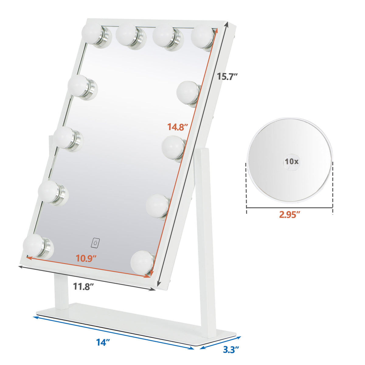 Lighted Hollywood Style Makeup Vanity Mirror with Adjustable LED Bulbs