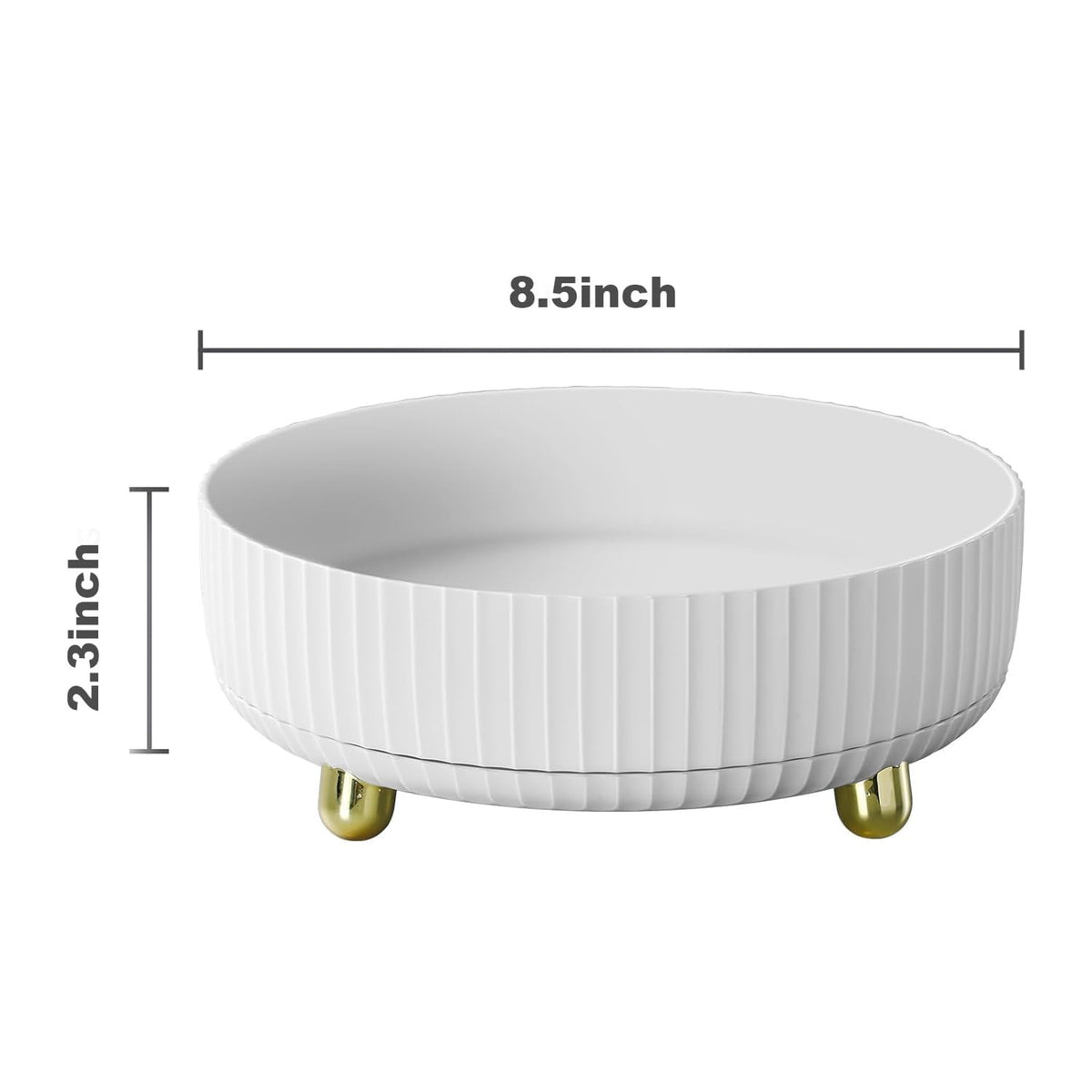 Rotating Makeup Organizer Tray with Perfume Holder - 360° Turntable, White