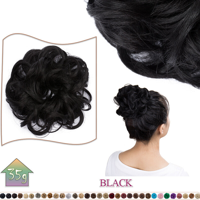 Curly Messy Bun Hair Extension Scrunchie Natural Updo Thick Human Hair