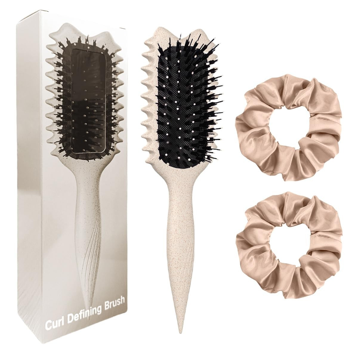 Curly Hair Brush with Boar Bristles for Defining & Detangling - Kazunark