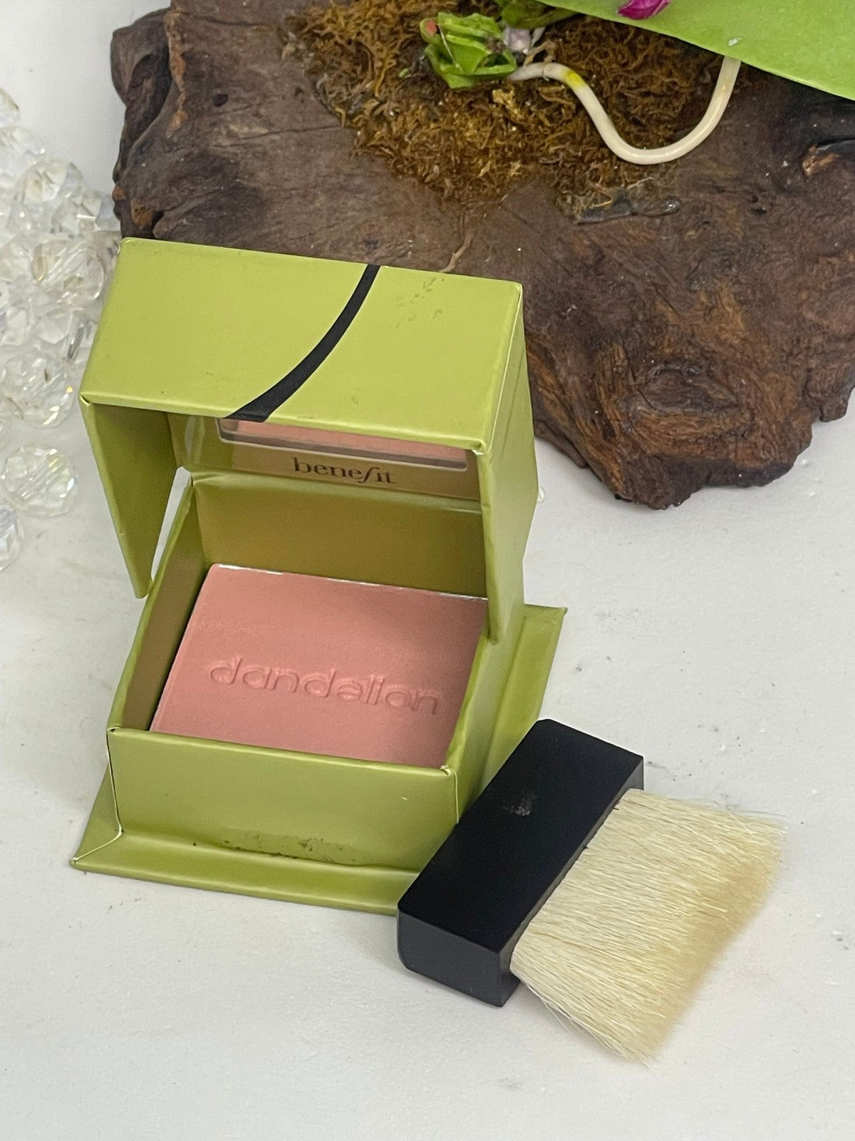 Benefit Dandelion Blush with Brush - Baby Pink, Travel Size, Satin Finish