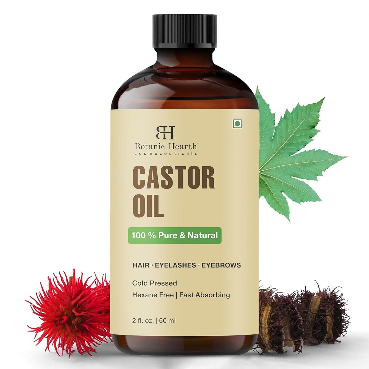 Pure Castor Oil Hair Treatment for Frizz Control and Nourishment - 2 Fl Oz
