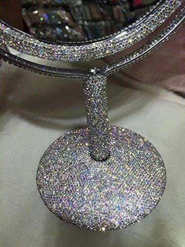 Double Sided Crystal Rhinestone Makeup Mirror with 2X Magnification