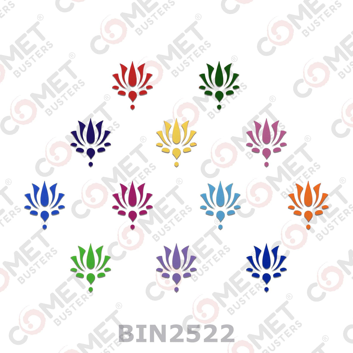 Designer Bindi Lotus Bindis - Multicolor Self-Adhesive 12 Pack