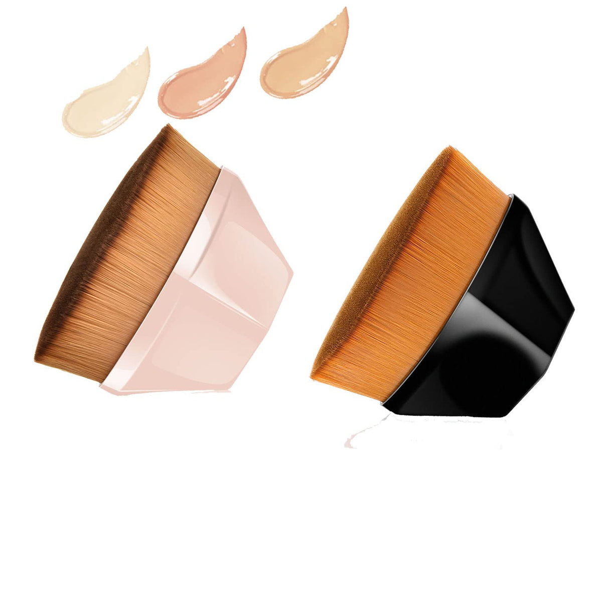 2 Pack Flat Top Foundation Makeup Brushes - High-Density Kabuki Style
