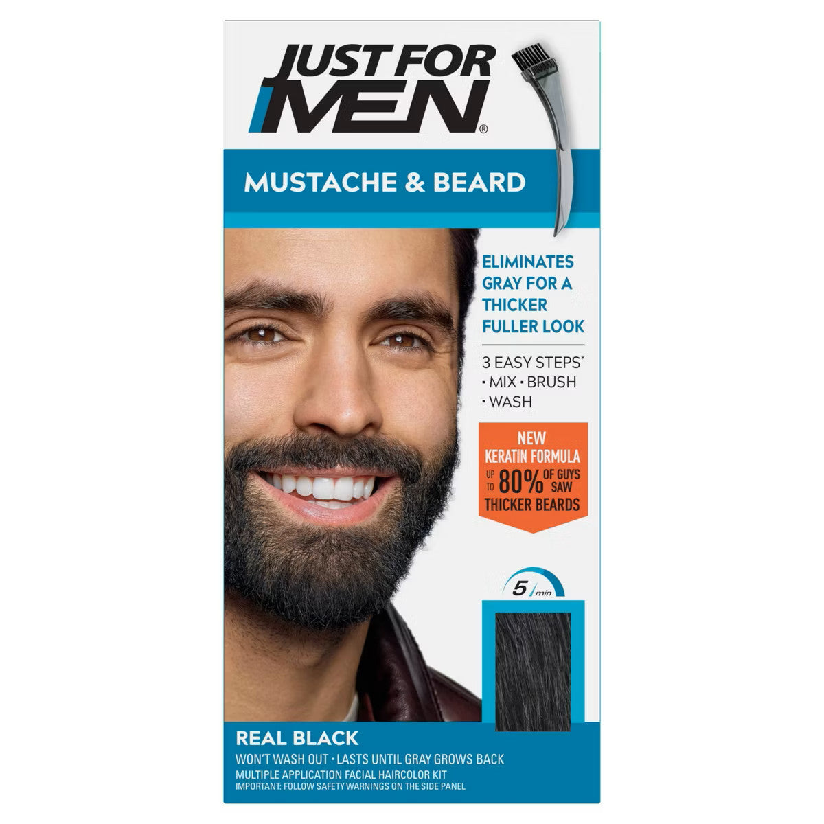Mustache & Beard Color Kit - Real Black M-55 Easy Brush-In