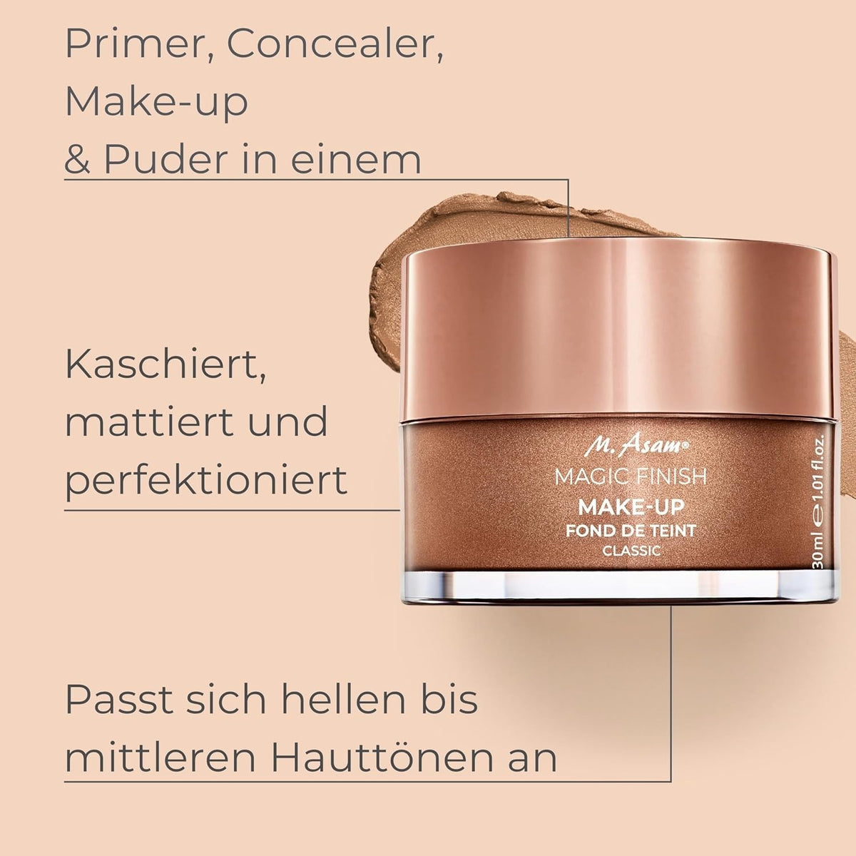 4-in-1 Makeup Mousse Primer Foundation Concealer & Powder for Flawless Skin