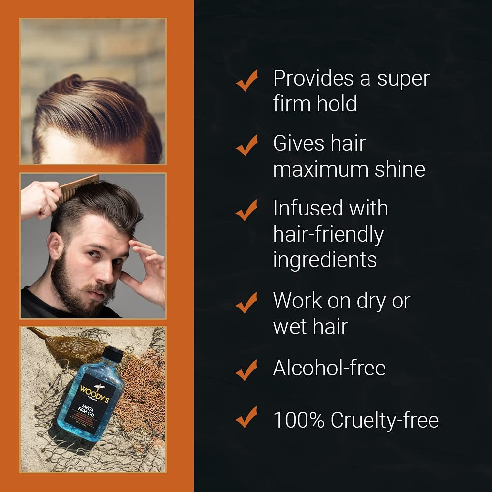 Hair Gel for Strong Hold & Shine - Alcohol-Free, Flake-Free, 12 oz