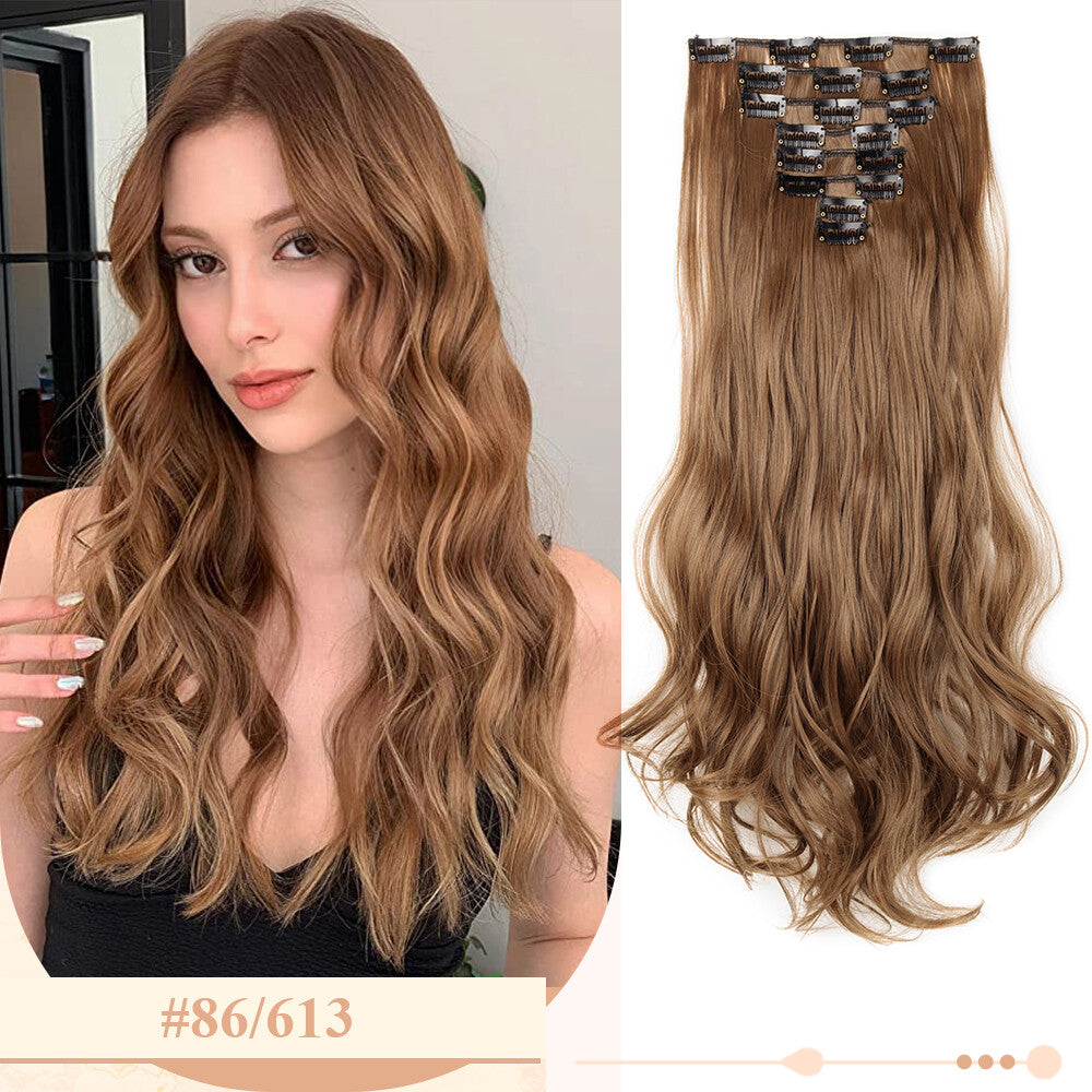 Clip-In Hair Extensions Full Head Ombre Highlight Synthetic Thick Hair 8-24 Inches