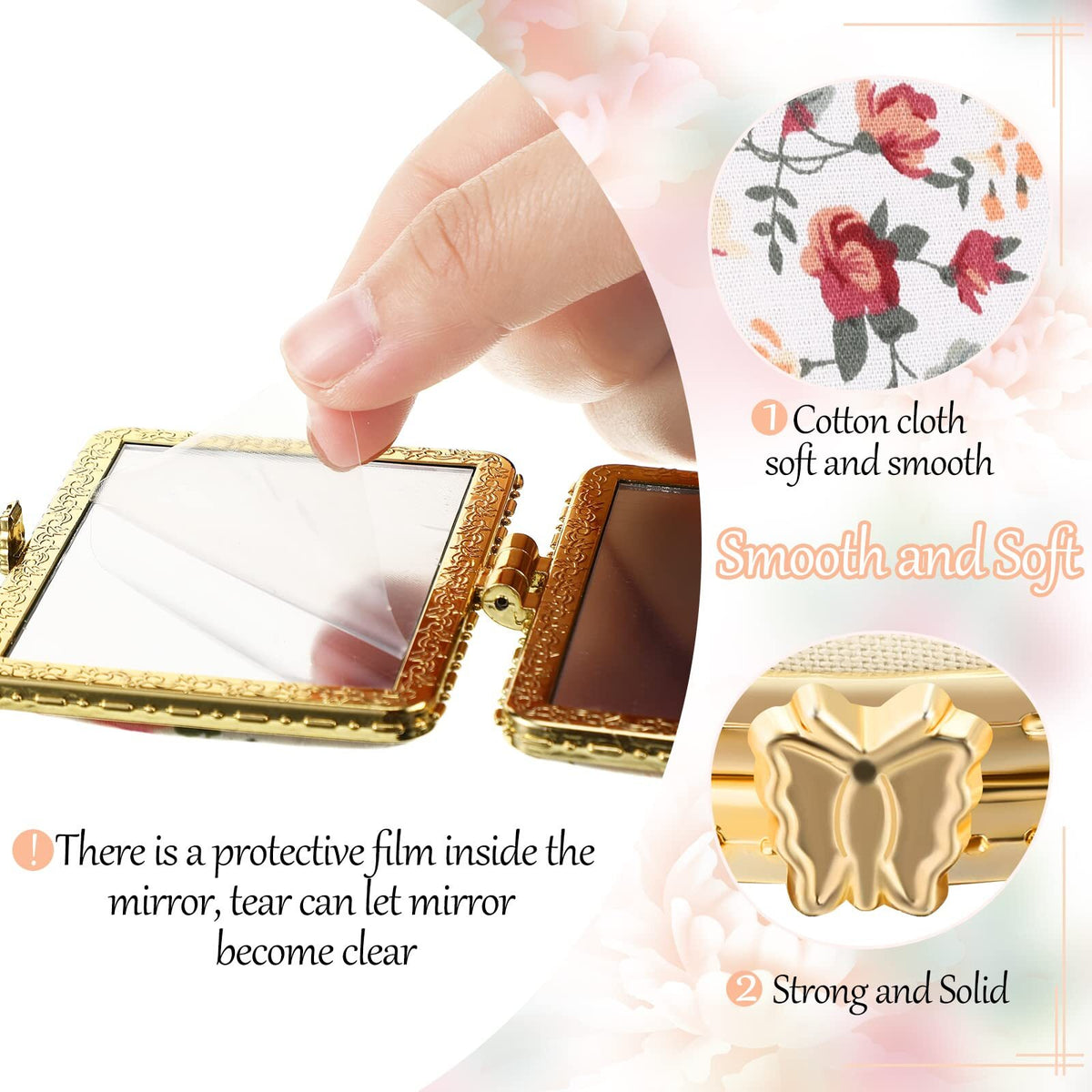 16 Pack Floral Pocket Compact Mirrors - Travel & Purse Makeup Mirrors