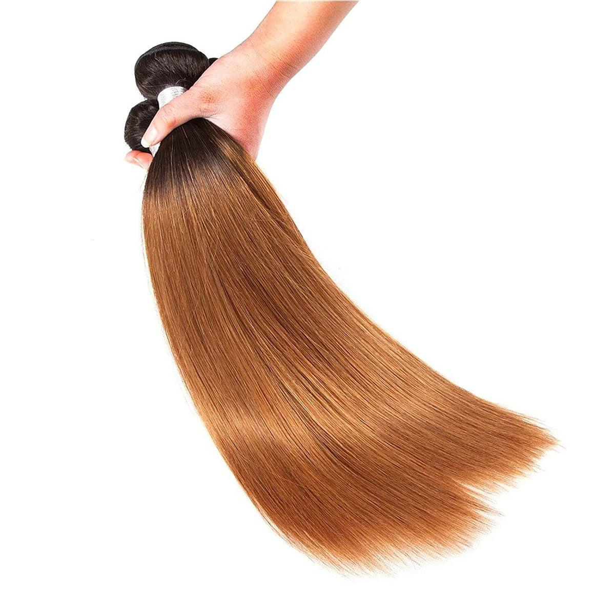 Ombre Straight Hair Extensions 3 Bundles with Closure - Natural Black, 8-30 Inch