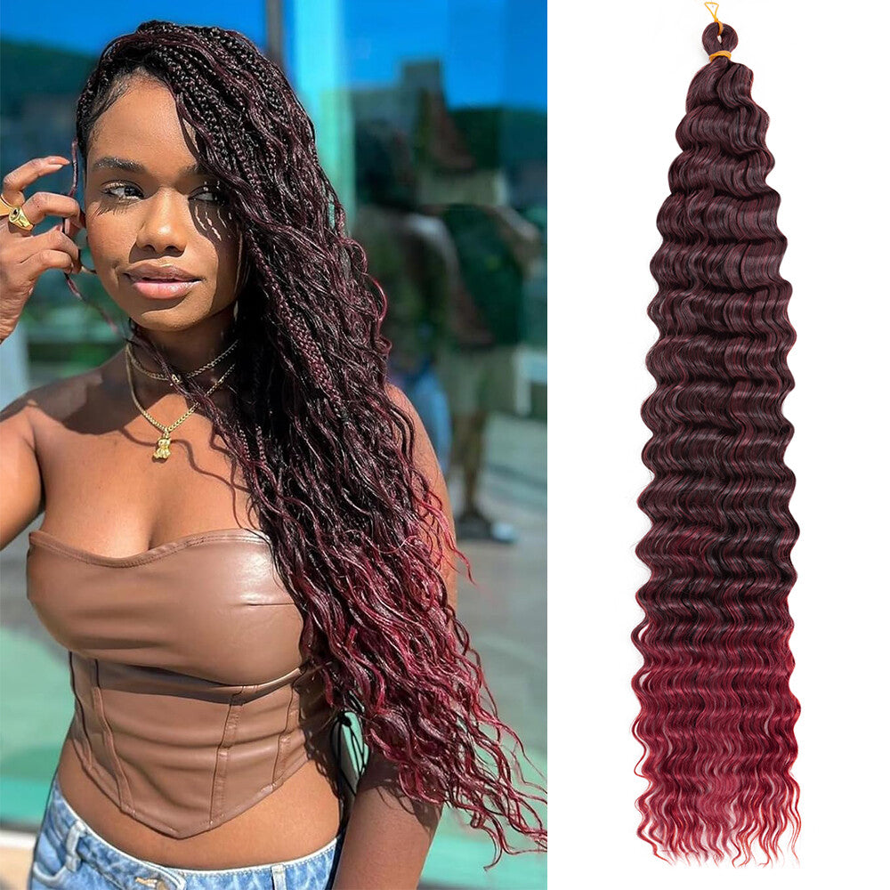 Deep Water Wave Braids Crochet Hair Extensions - Ombre & Curly Lengths