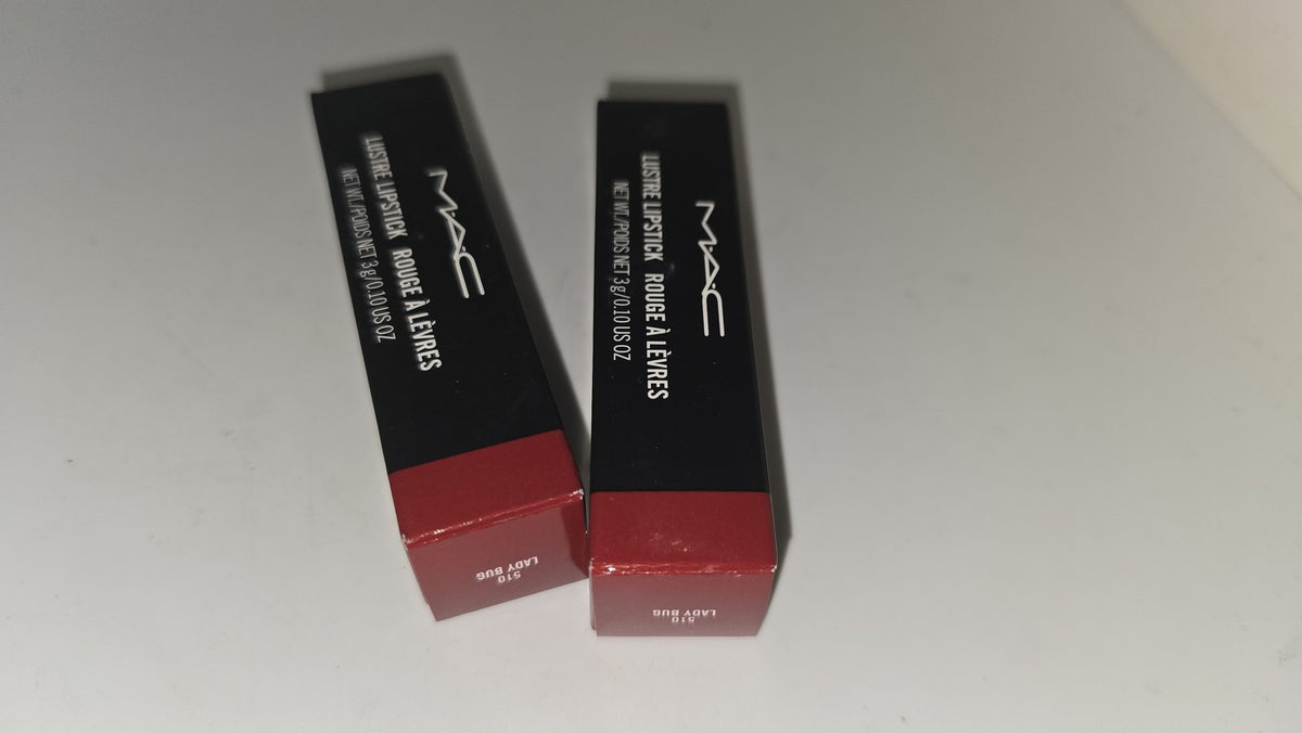 2-Pack Lipstick Set - MAC Lustreglass Lipstick #510 Lady Bug, Full Size, High Shine
