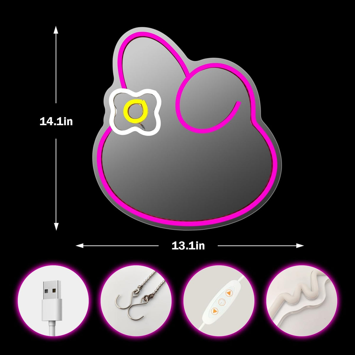 Dimmable Anime Melody Neon Mirror Sign for Bedroom & Dresser