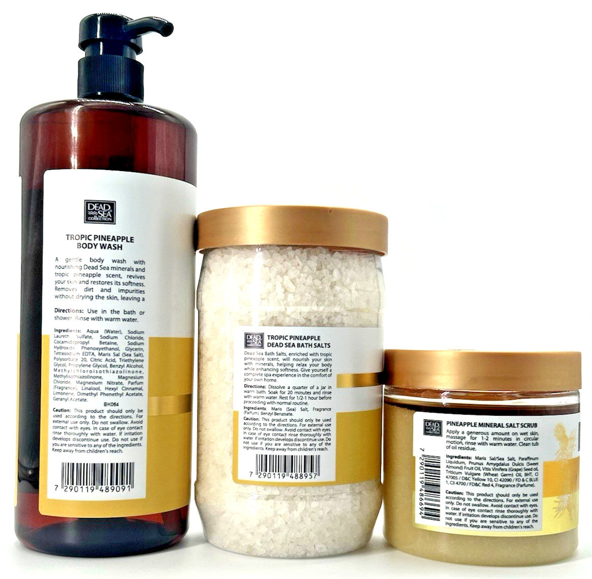 Dead Sea Collection Pineapple Body Wash (33.8 oz), Salts (34.2) Scrub