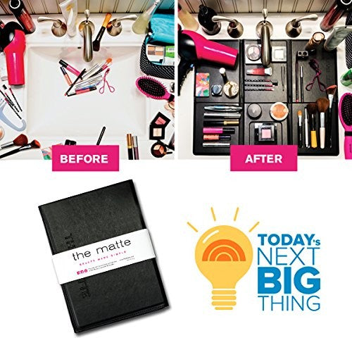Makeup Organizer Space Saver for Bathroom Sink - Black, Foldable & Portable