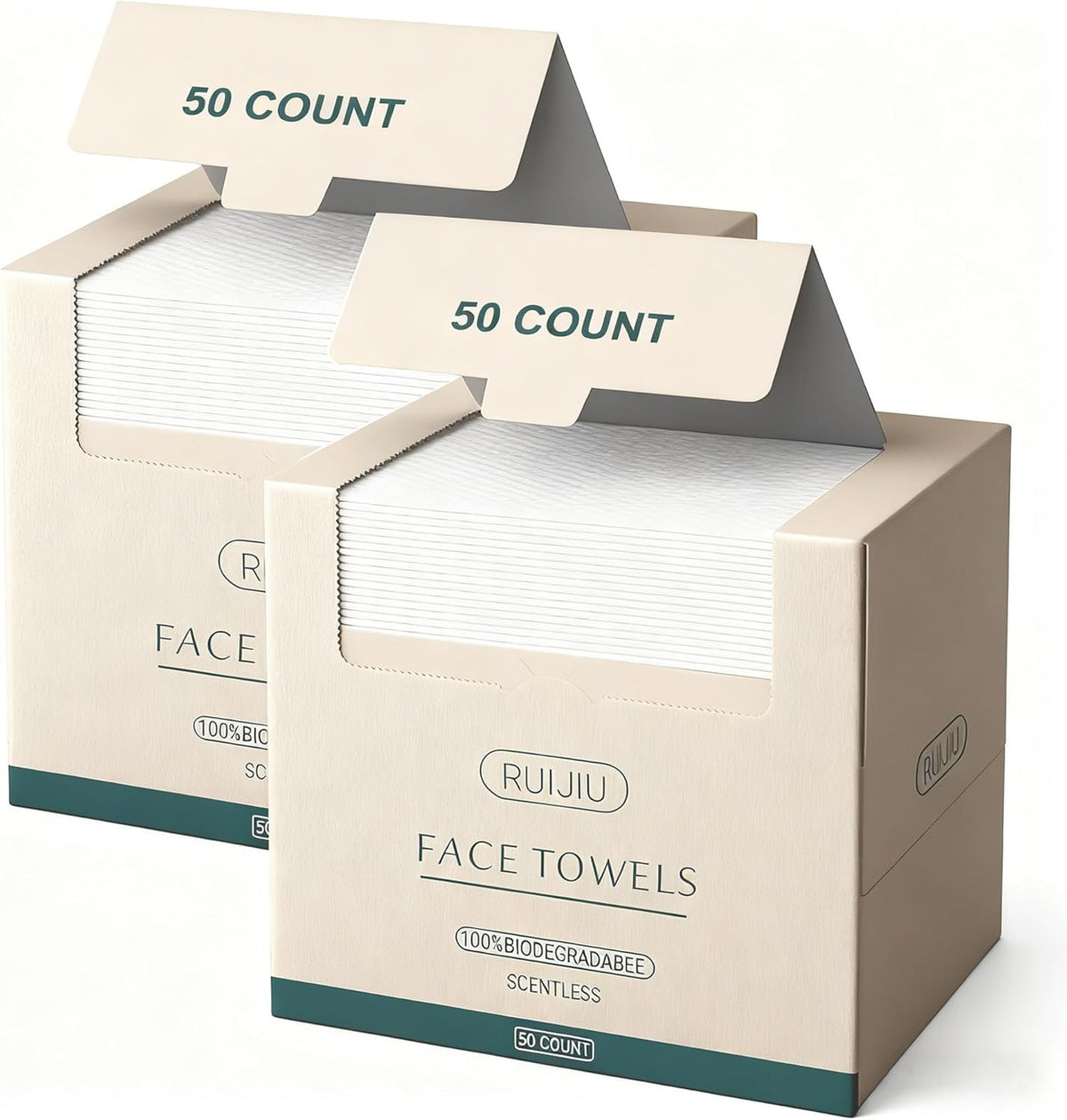 Disposable Face Towels Pack of 100 - Large Soft Biodegradable Facial Wipes