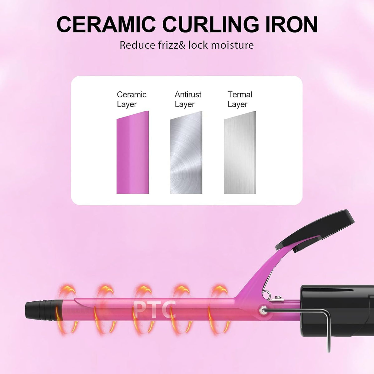 1/2 Inch Ceramic Curling Iron Wand - Small Travel-Size Hair Curler with Adjustable Temperature