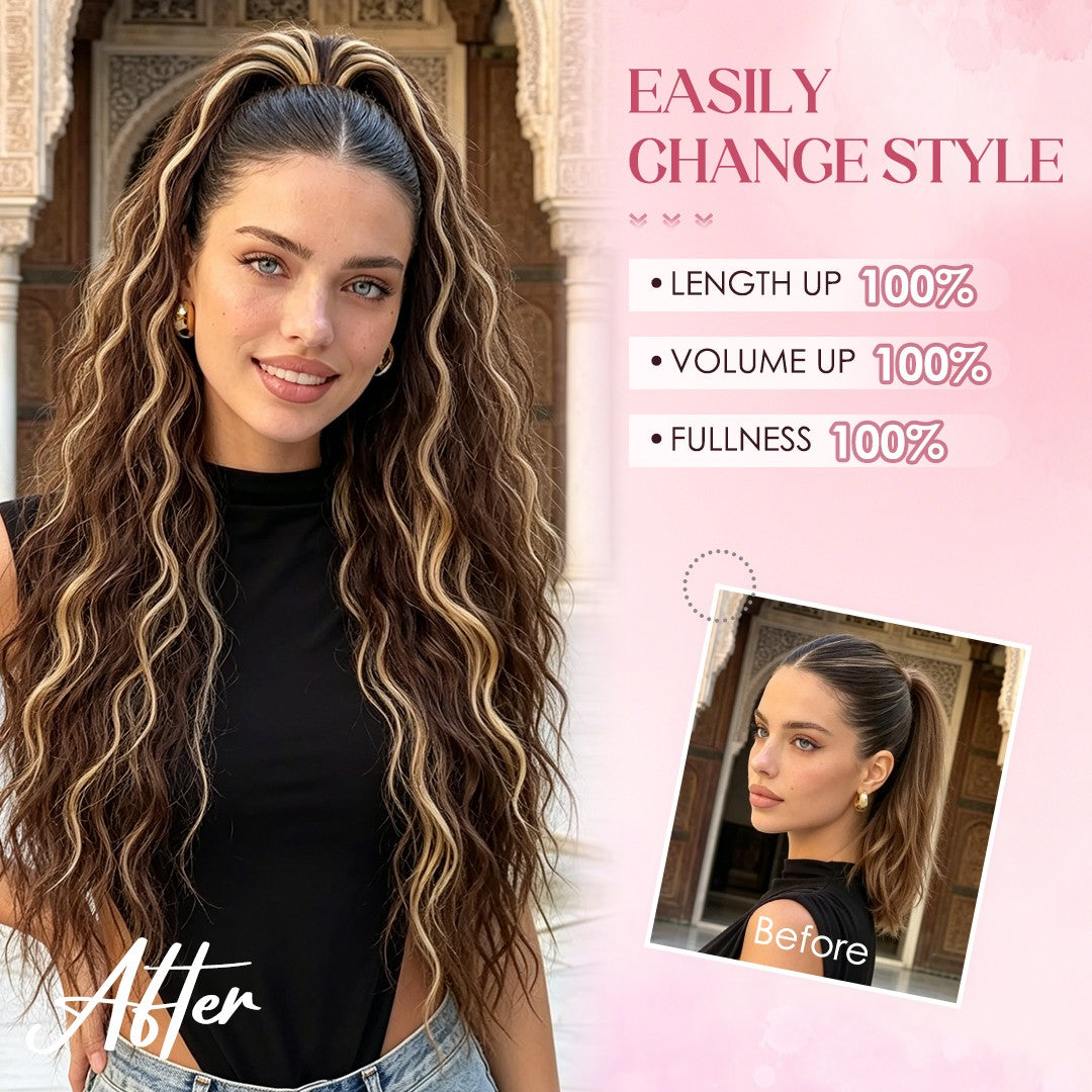 Thick & Long Clip-In Ponytail Hair Extensions with Claw Clip - Natural Human Hair